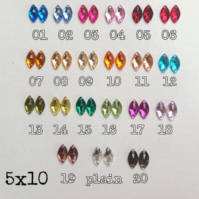 Payet Mata 5x10mm Mote Permata Jahit Diamond Resin 200pcs grade A kristal