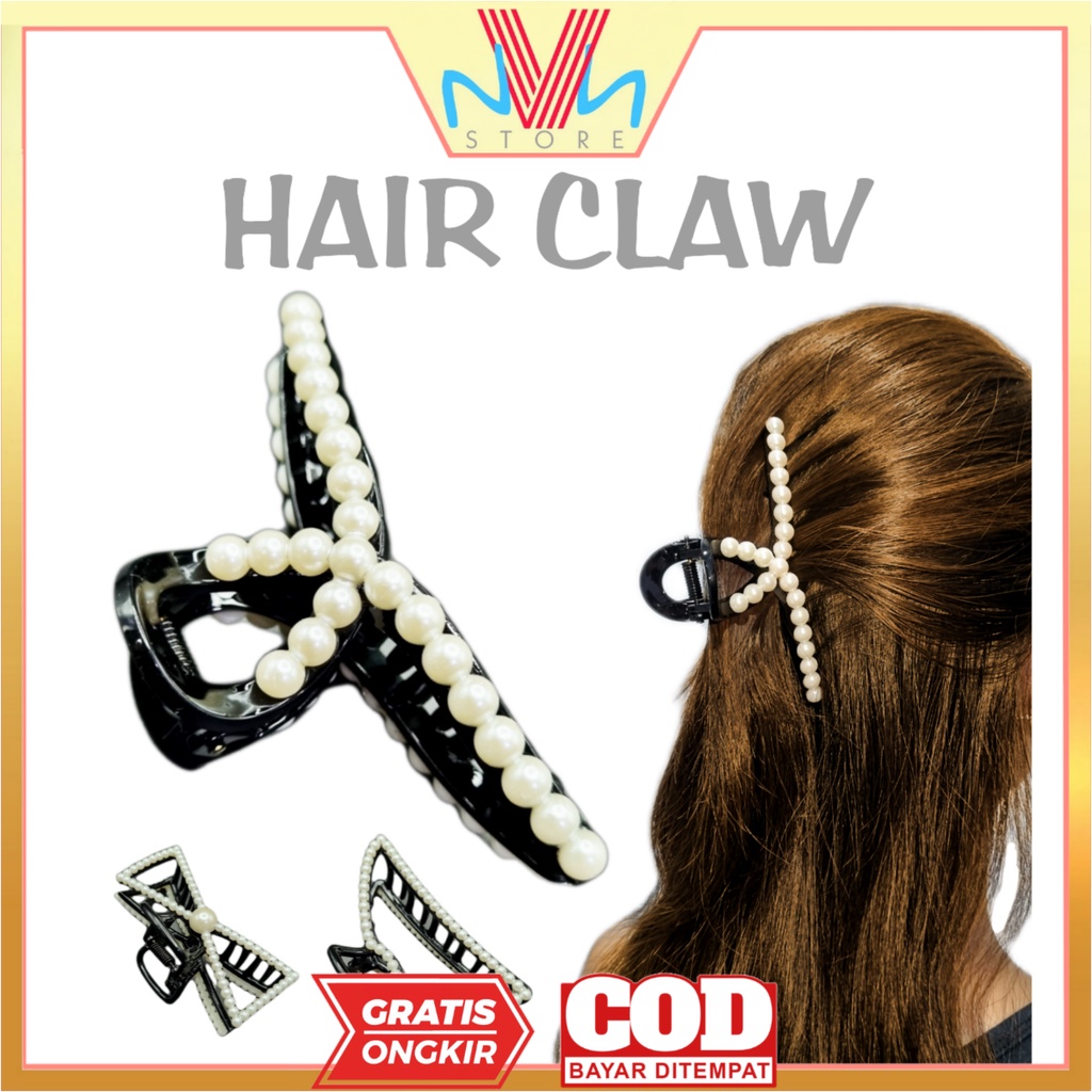 JEPIT RAMBUT GAYA KOREA MUTIARA KECIL - PEARL HAIR CLAW KOREAN STYLE - JEDAI RAMBUT KOREA - JEPIT RAMBUT MURAH - JEPITAN RAMBUT HW002