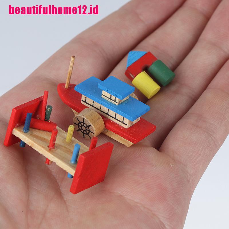 【beautifulhome12.id】1/12 Cute Dollhouse Children's toy Three Piece Set Dolls Miniature Decoration