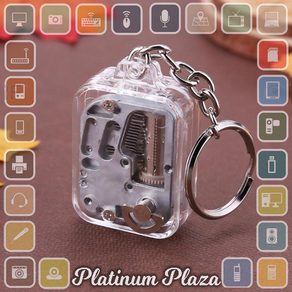 VKTECH Gantungan Kunci Kotak Musik DIY 18 Tones Mechanical Metal Music Box Keychain `2PFZJP-- Silver