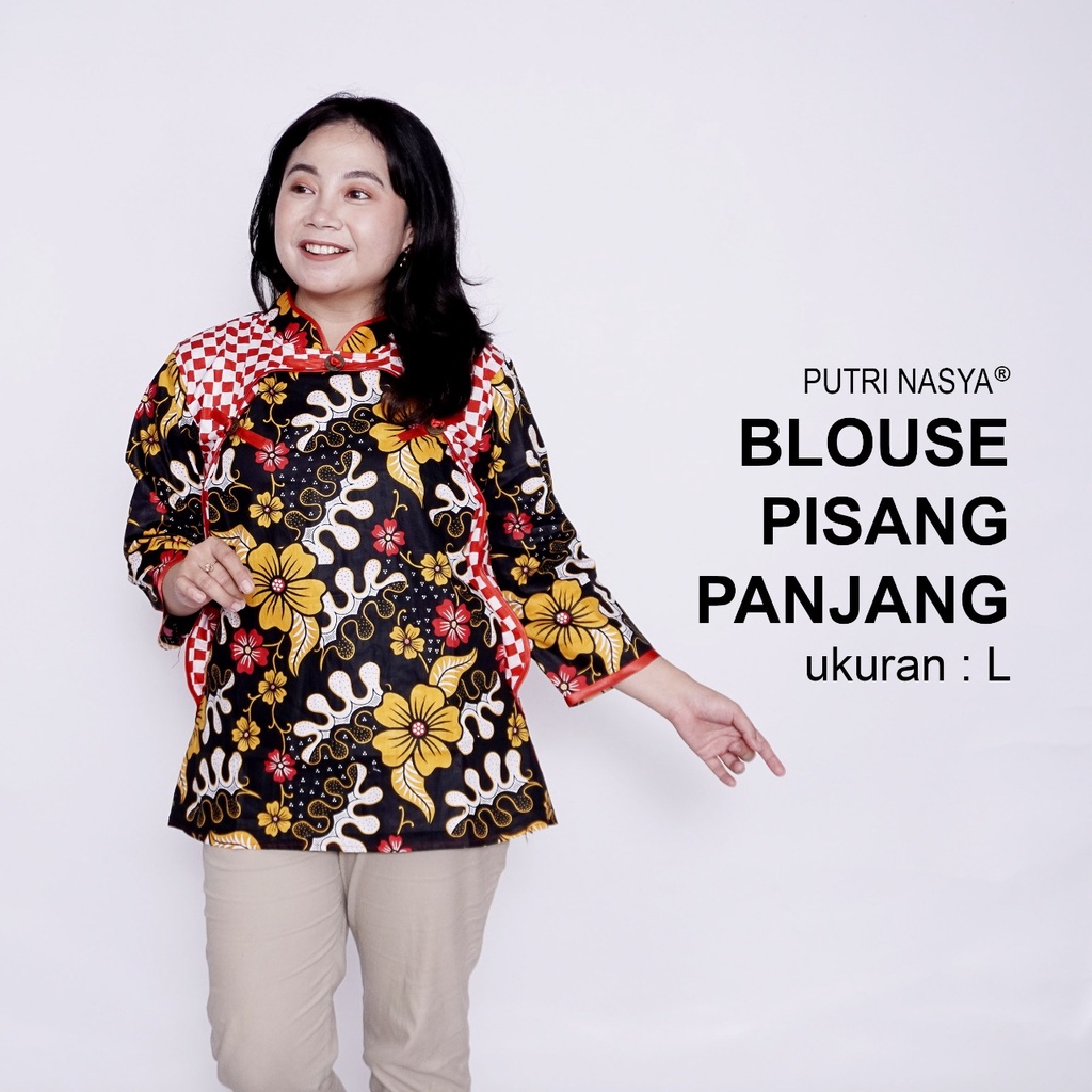 Blouse Batik Big Size Wanita Atasan Batik Jumbo LD 140 Pakaian Atasan Model Blus Jumbo Seragam Kerja Batik / Pakaian Kekinian S-M-L-XL-2L-3L-4L-5L-6L-7L Batik Wanita Model Terbaru Bahan Kantor