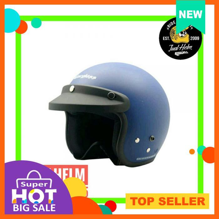 Helm Cargloss Biru Blue Dof Helm Retro Helm Classic