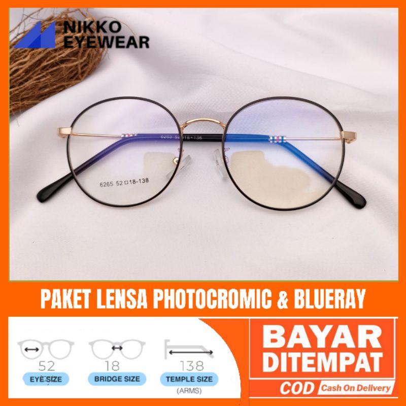 Paket Kacamata 6265 Lensa Antiradiasi Photocromic