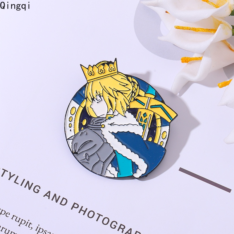 Bros Pin Enamel Desain Kartun Game The Holy Grail War Fate Stay Night Saber King Untuk Fans