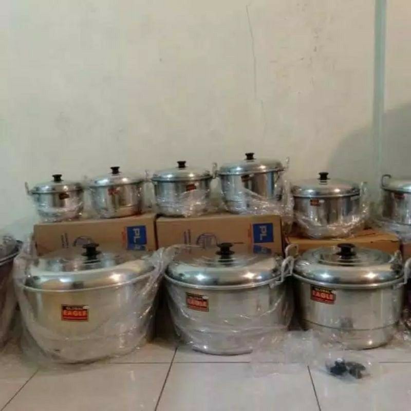 LANGSENG - PANCI KUKUS MERK GLOBAL EAGLE / MASPION JAWA UK 20 22 24 26 28 30 33 36 40 CM + SARINGAN