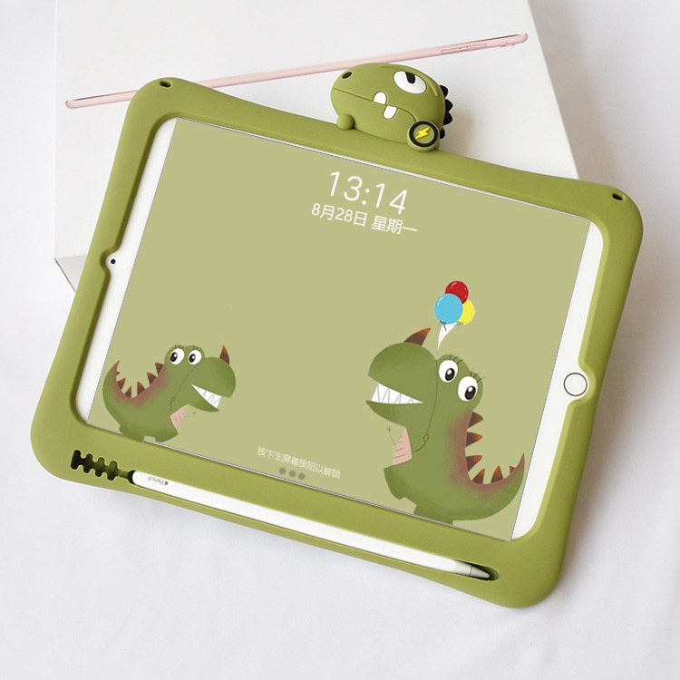 Case Pelindung Bahan Silikon Ukuran 32cm 10.2 Inci Motif Kartun Dinosaurus Untuk iPad Mini 5