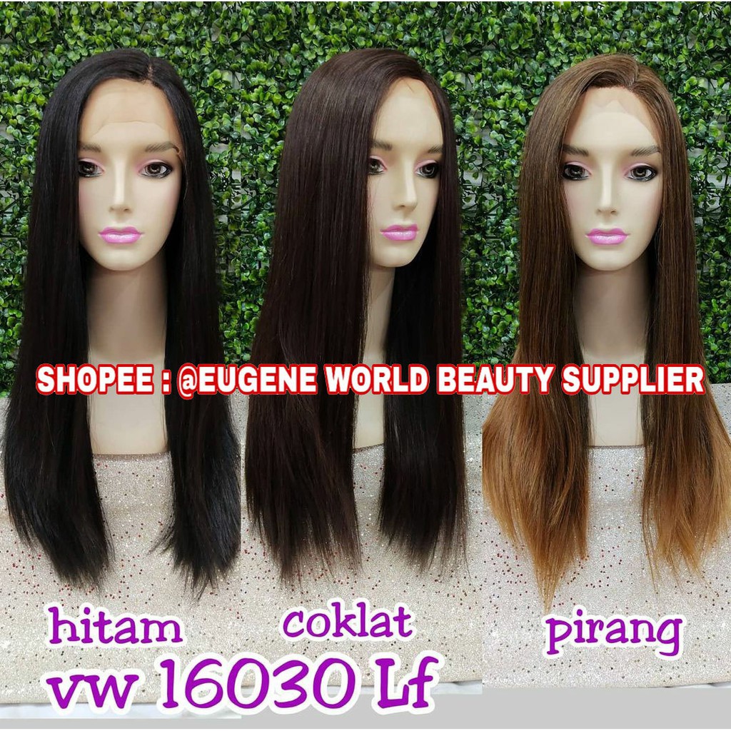 HALF LACE WIG LACE WIG WANITA PANJANG LURUS WIG CEWEK KOREA NATURAL HITAM COKLAT PIRANG 16030