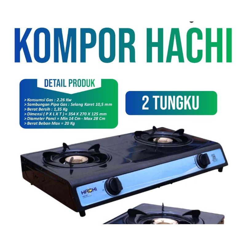 Kompor Gas 2 Tungku Teflon Hachi