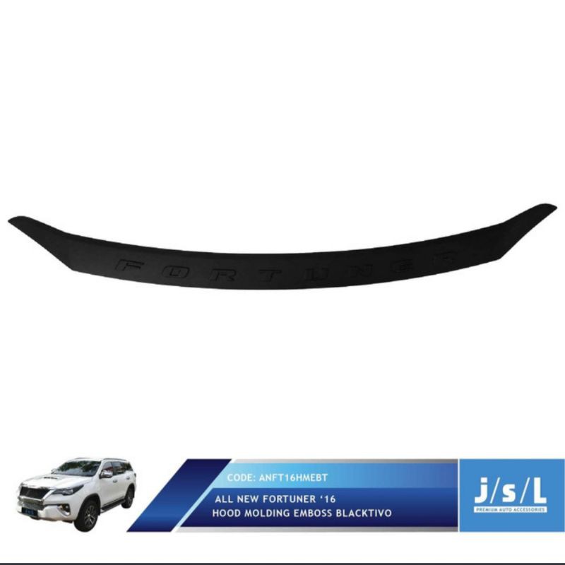 List kap mesin all new Fortuner hitam/ hood molding blacktivo embos jsl