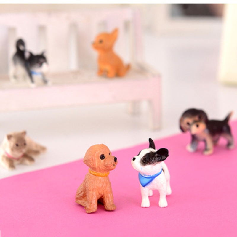 Mary 6pcs Model Angka Resin Anjing Manusia Hidup Kitty Boutique Koleksi Miniatur Doggy Mainan Anak Rumah Boneka Meja Pasir A