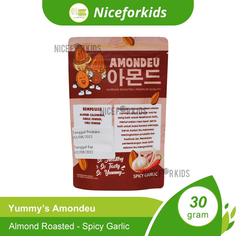 Yummy's Amondeu Almond Roasted Premium Quality 30gr / Almond Panggang Cemilan Sehat Busui dan Bumil