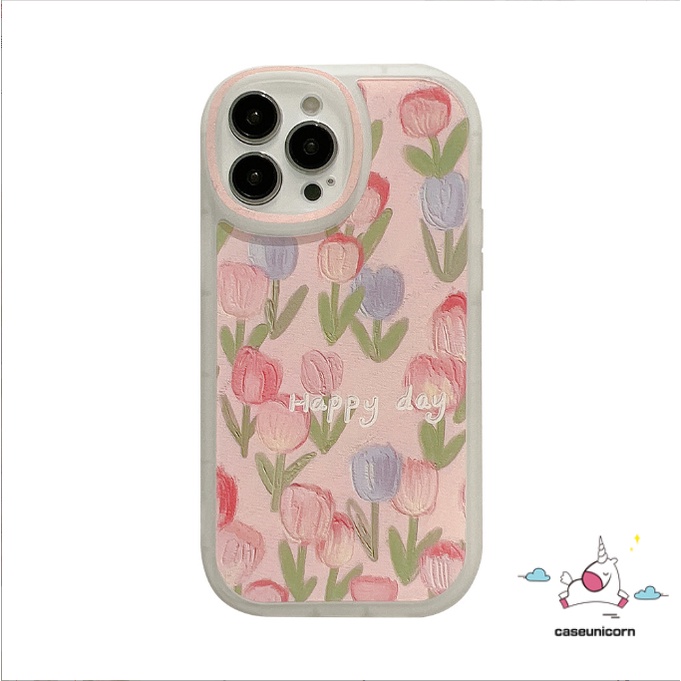 Flowers Case Samsung A13 A14 5G A04 A12 A04S M23 A03 A23 A33 A53 A73 5G A03s A22 A52 A72 A52s A51 A71 A50 A50s A30s A32 A31 A11 A20s S21 S22 Lukisan Minyak 3D Relief Tulip Soft Cover