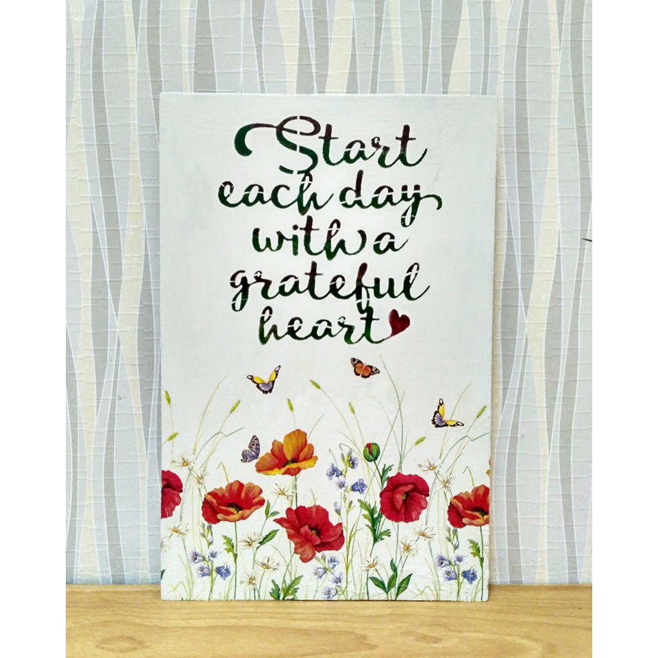 Hiasan Dinding Shabbychic Wall Decor Start Each Day With A Grateful Heart Wall Quotes Shopee Indonesia