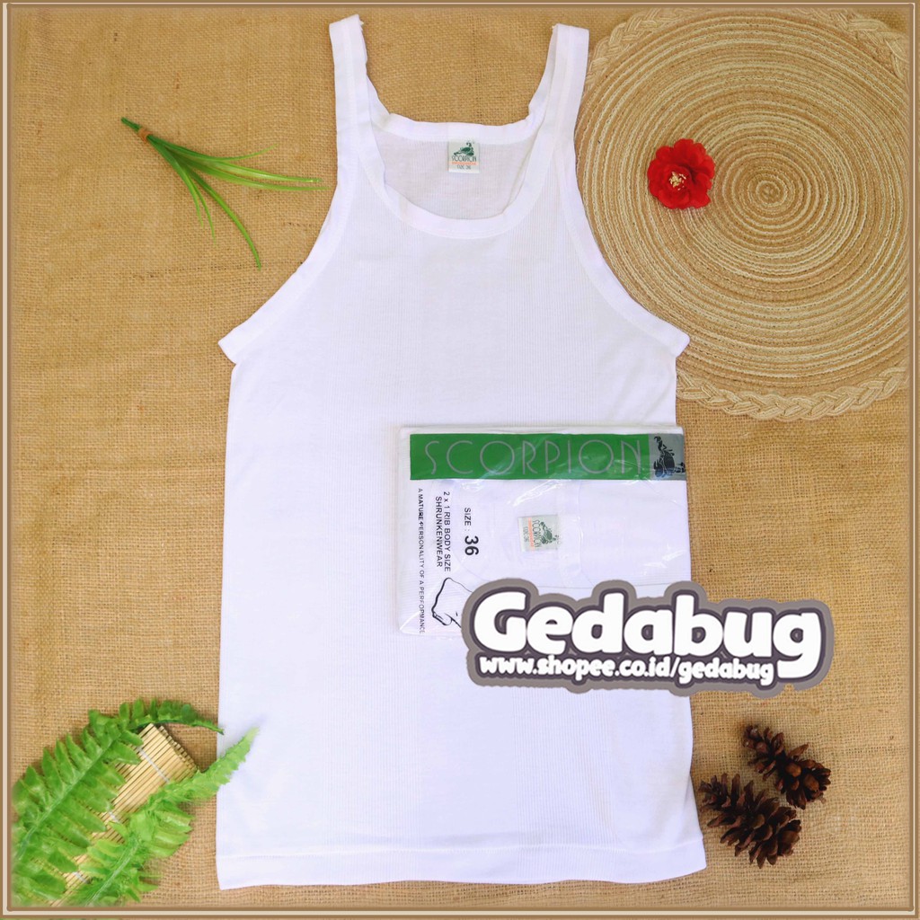 Singlet Pria SCORPION Hijau | Singlet Classic Supersoft teksture Salur | Gedabug