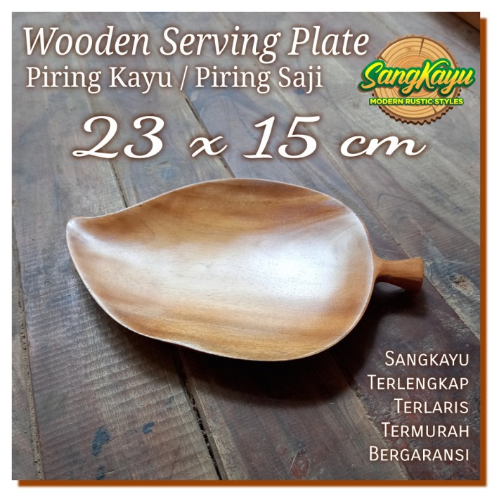 Piring kayu bentuk daun02 Wooden plate serving plates piring saji kayu