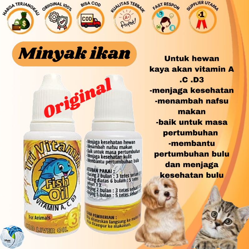 FISH OIL-MINYAK IKAN UNTUK KUCING DAN ANJING PLUS VITAMIN PENGGEMUK TERMURAH