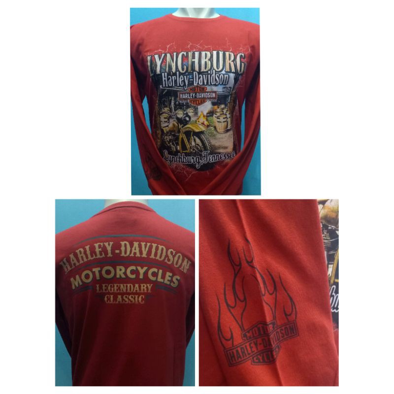 PROMO Kaos HarleyDavidson Lengan Panjang MerahBata LYNCHBURG
