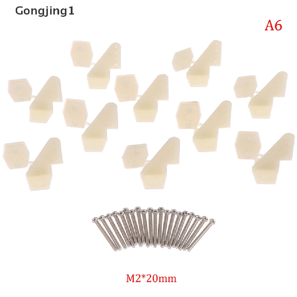 Gongjing1 10 Set Horn Kontrol 4 Lubang Bahan Nilon W13xL18xH25mm Dengan Sekrup Untuk Pesawat RC