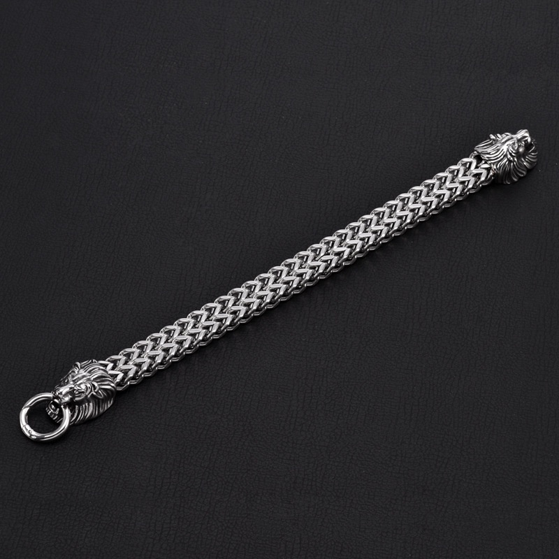 Gelang Kasual Bahan Stainless Steel Warna Silver Gaya Punk Untuk Pria