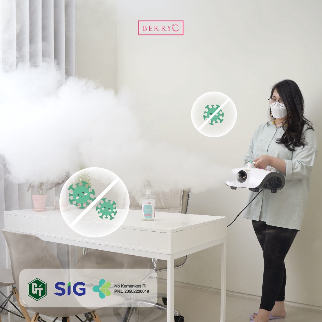 BerryC Liquid Fogging Disinfektan 500ml Pembersih Udara Natural Cairan Sterilisasi Ruangan Dengan Perlindungan Aktif Aman untuk Rumah Room Sterilizer Sanitizer Air Disinfectant Pembersih Udara Fog Fogging Smoke Asap AC aman safe kids children baby food