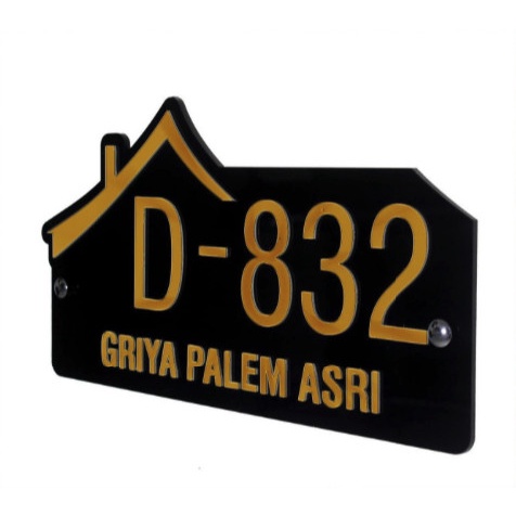 Nomor Rumah Akrilik Model Home Minimalis Tulisan Gold Mirror / Hiasan Dinding Akrilik