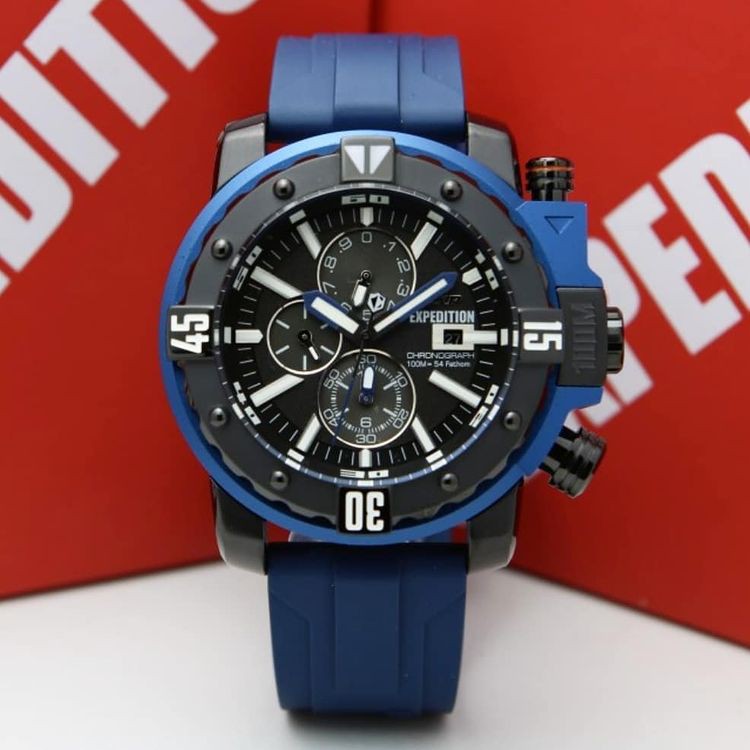 Expedition EXP302 Original Jam Tangan Pria Tali Rubber Blue Black