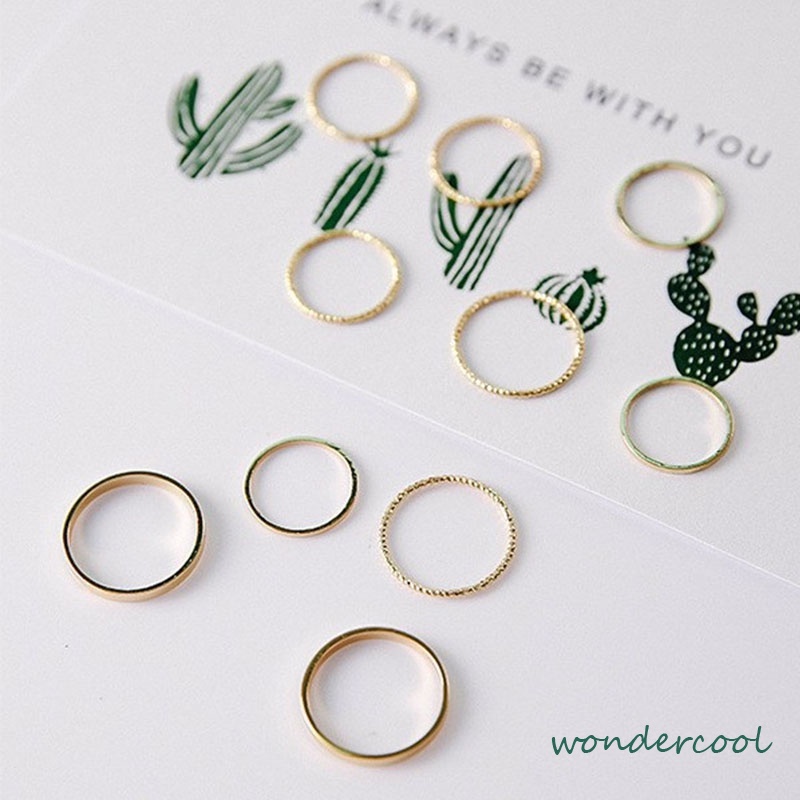 10pcs / Set Cincin Minimalis Gaya Korea Untuk Wanita-Won