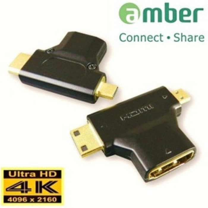 Amber HM-ACD2 - HDMI Adapter, A Female To C (Mini) &amp; D (Micro)