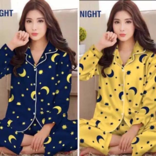 Blinqshop baju tidur piyama pp star moon navi,kuning