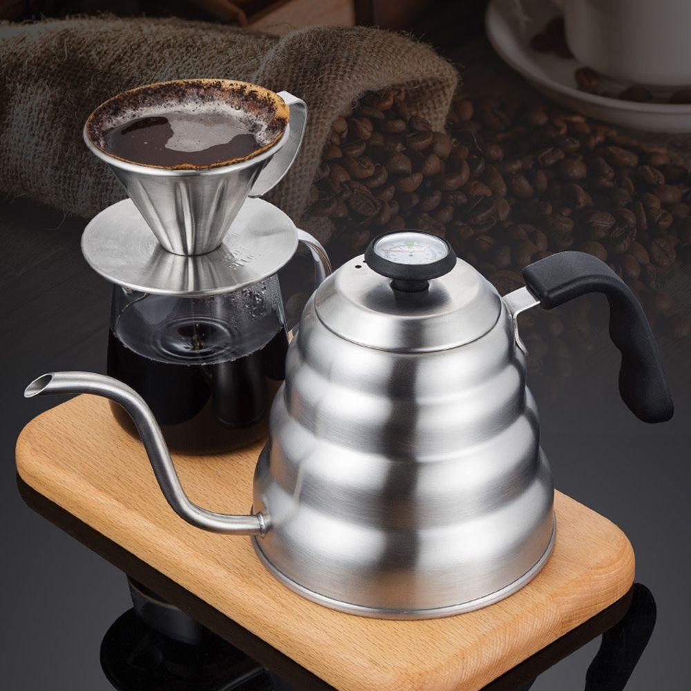 Solighter Pour Over Teko Kopi Mudah Dioperasikan Kompor Espresso Stainless Steel Moka Pot Drip Kettle Dengan Thermometer