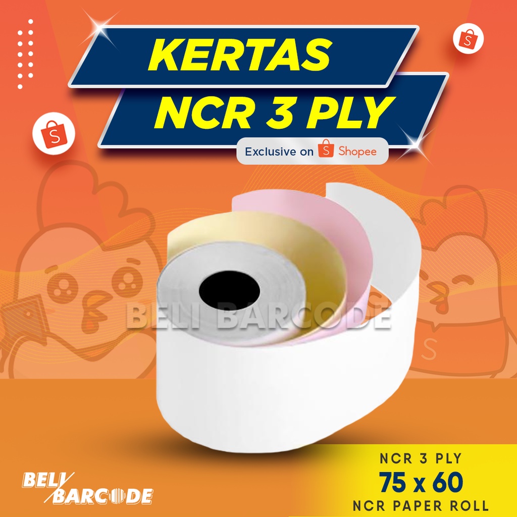 HVS ROLL STRUK KASIR 75X60 3PLY - NCR 75X60 3 RANGKAP