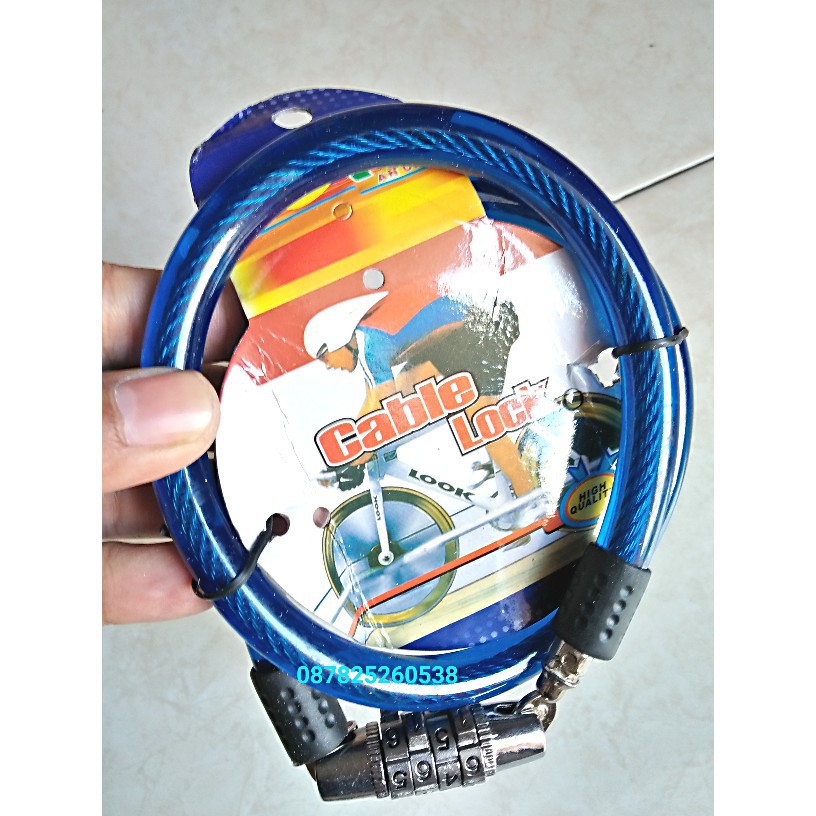 Kunci Gembok Sepeda Kombinasi Angka cable lock rantai kabel