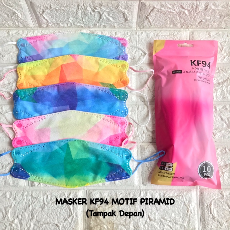 MASKER KF94 4MACAM MOTIF PIRAMID , NATAL , MARBLE 1PACK ISI 10PCS TERMURAH