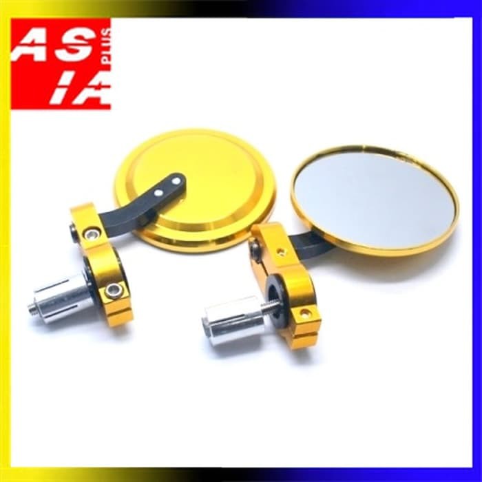 KACA SPION STANG JALU W3E AKSESORIS SEPEDA MOTOR FULL CNC BULAT GOLD