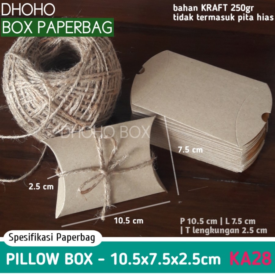 

ISI 36 BIJI pillow box kraft kecil ka28 | kotak kado kardus dus souvenir aksesoris