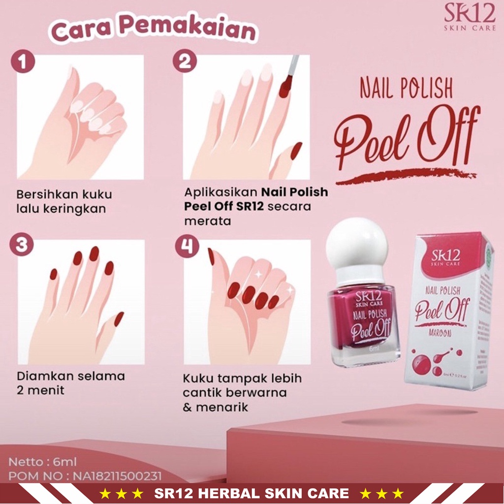 Kutek SR12 - Nail Polish SR12 - Nail Polish Peel Off SR12 - Cat Kuku SR12 Skincare - Kutek Halal