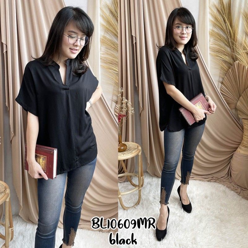 Blouse wanita / cewek atasan warna polos lengan pendek ...