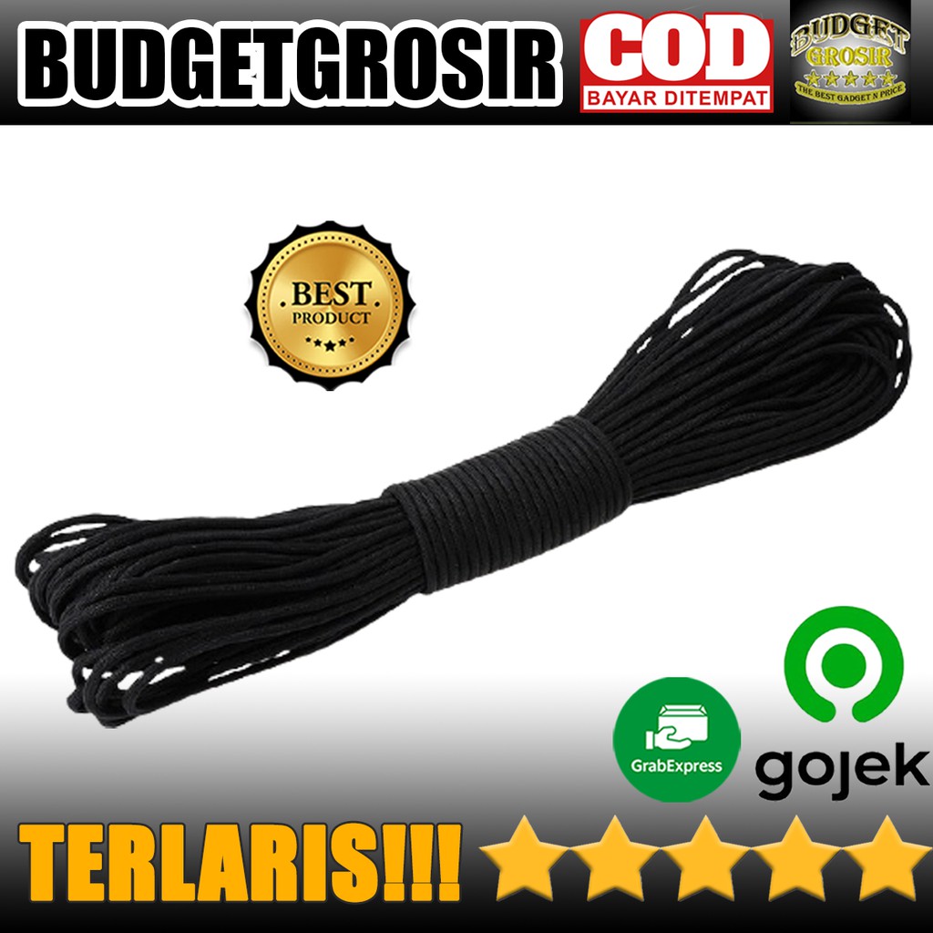 Tali Paracord Camping Adventure 7 Core 31 Meter - SS01 - Black--YOUGLE