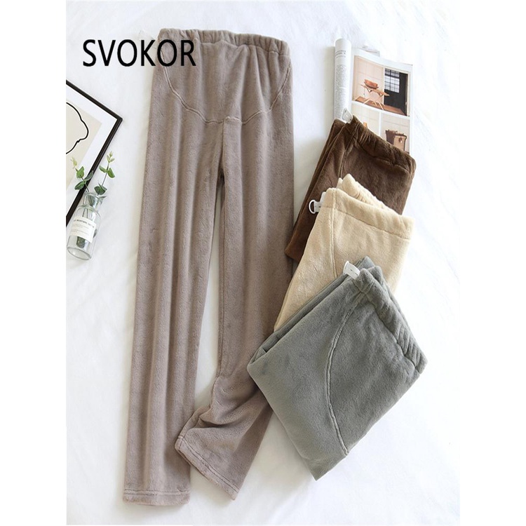 PreOrder Celekor Celana Piyama Flanel Musim Dingin untuk Wanita Hamil Legging Bersalin Celana Panjan