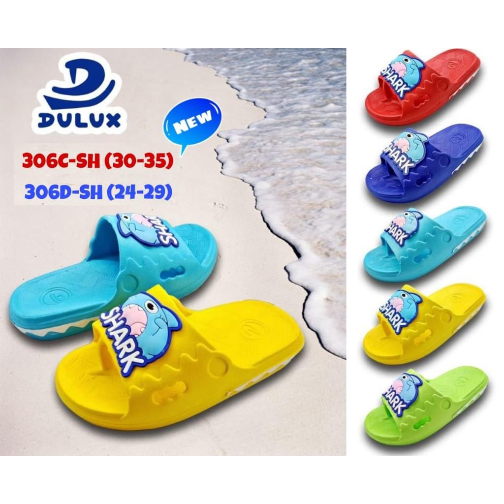 DX-306C-SH Sandal Jepit Selop / Sandal 2in1 Anak Laki Laki Karakter Ikan Paus Baby Shark Merek Dulux Size 30-35