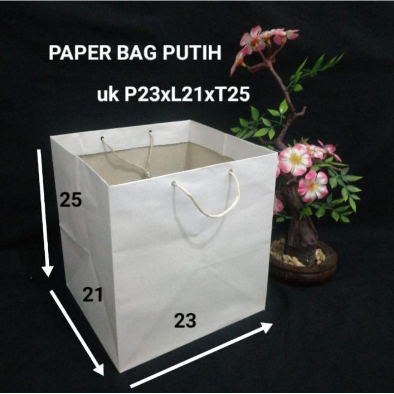 

paperbage putih uk 23×21×25
