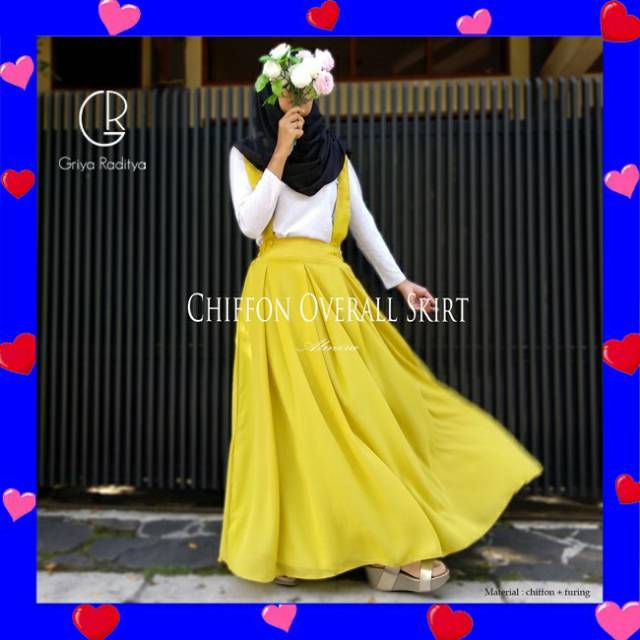 Overall Wanita Rok Panjang Baju Kodok Overal Dewasa Polos Muslimah Sifon Chiffon Griyaraditya Almira