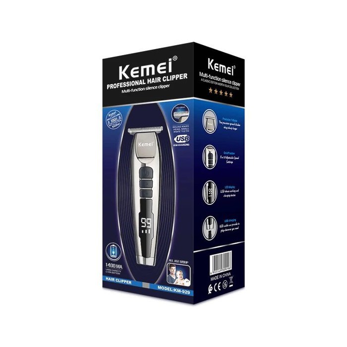 Kemei km-929 LCD wireless hair clipper alat cukur rambut kemei