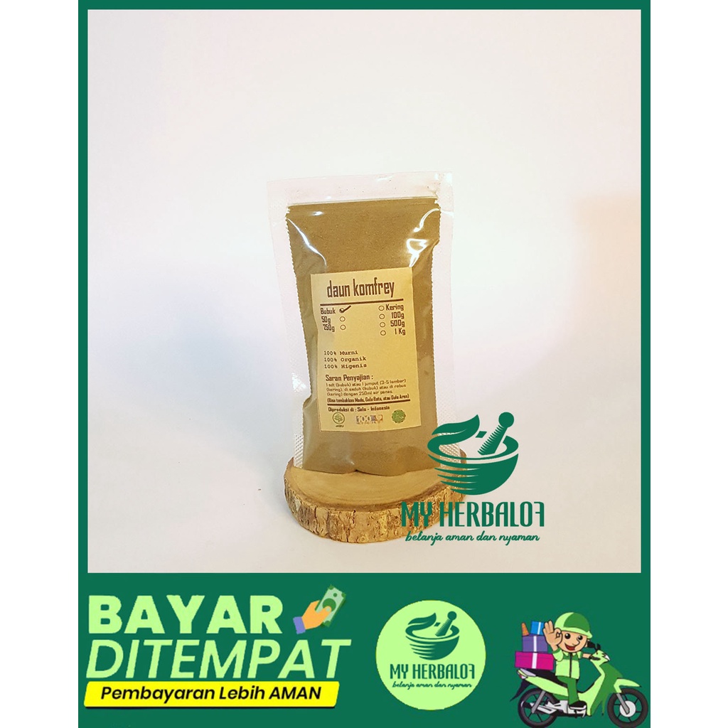 Obat Herbal Jamu Daun Komfrey Bubuk / Obat Sakit Gusi Bengkak / Obat Sakit Tenggorokan / Obat Osteop