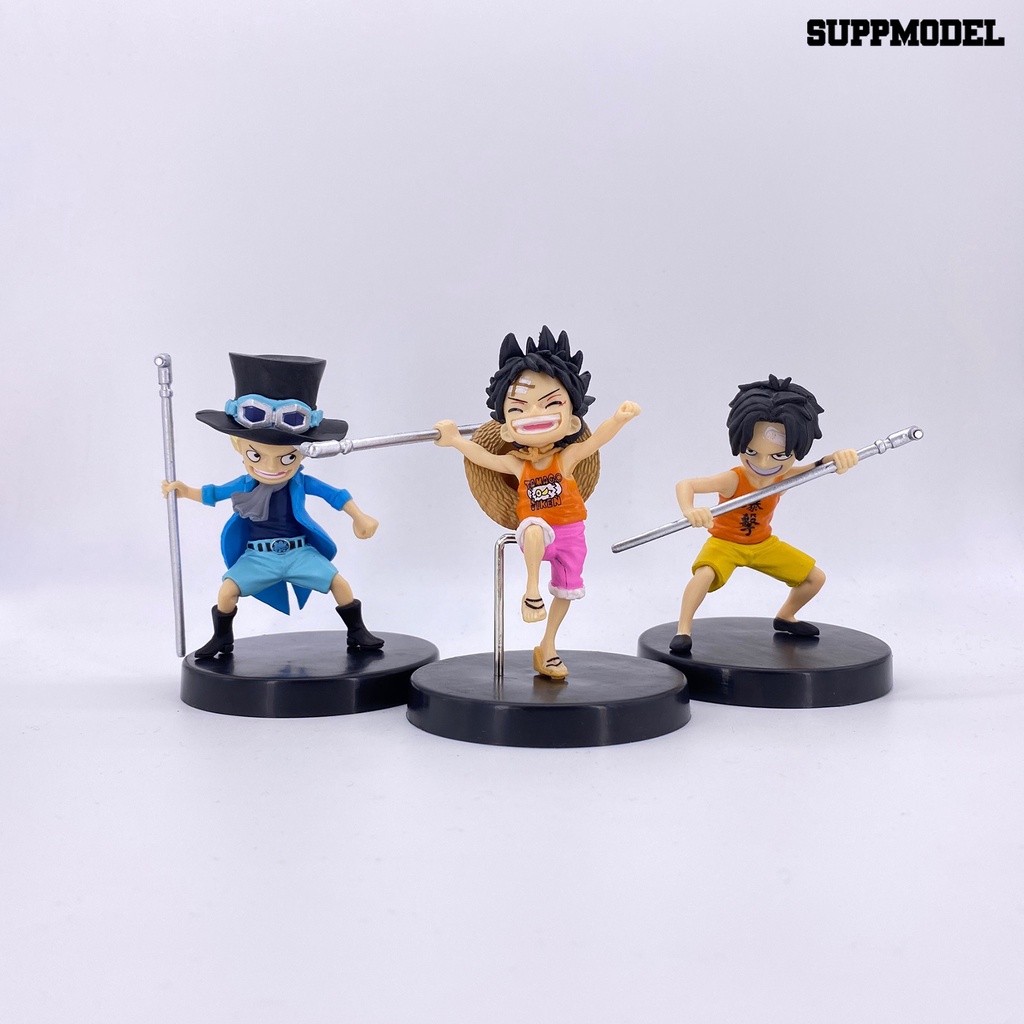 3pcs Action Figure model Anime One Piece Luffy Untuk Dekorasi