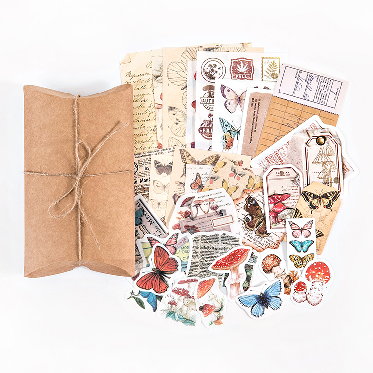 30 Pcs / Set Bahan Tekstil Desain Kupu-Kupu Bulan Gaya Vintage 6 Desain Untuk Dekorasi Album Jurnal Scrapbook-3