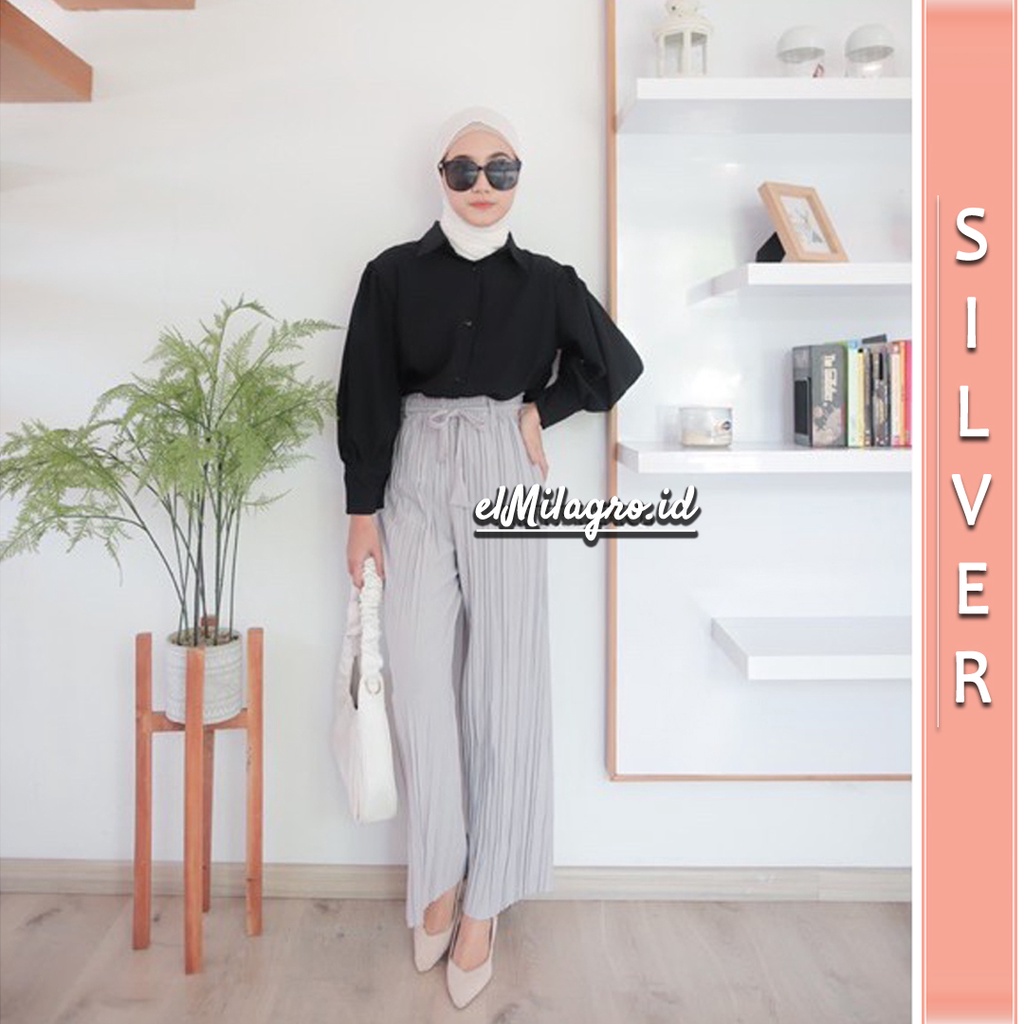 GROSIR CELANA KULOT PLISKET PREMIUM + IKAT PINGGANG!! size S/M/L/XL/XXL-6