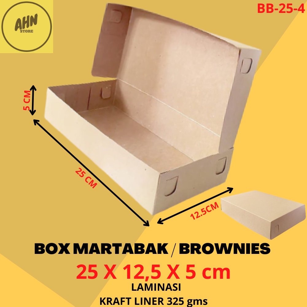 

KARDUS BOX KOTAK BROWNIES MARTABAK KUE / DUS KOTAK BROWNIS ROTI BOLEN 25x12,5x5 CM LAMINASI