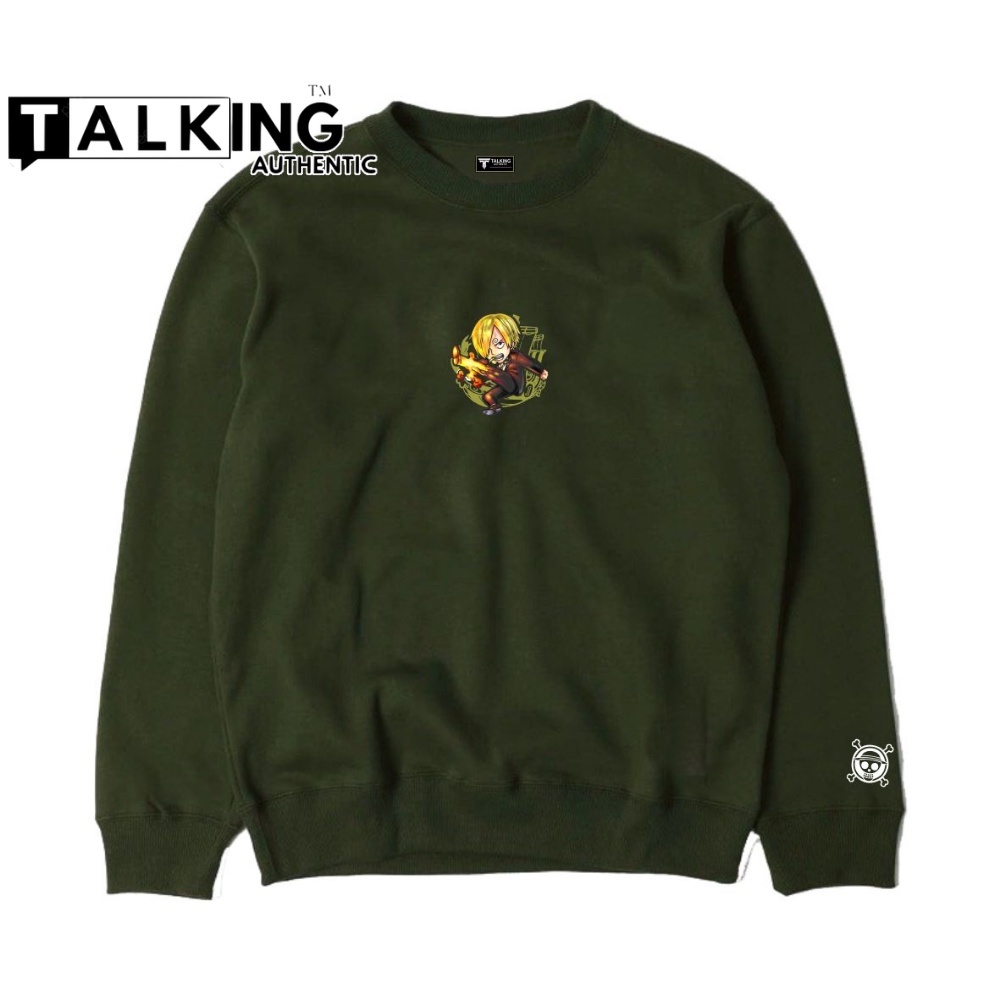 TALKING Sweater Pria Hijau Army Motif Animasi