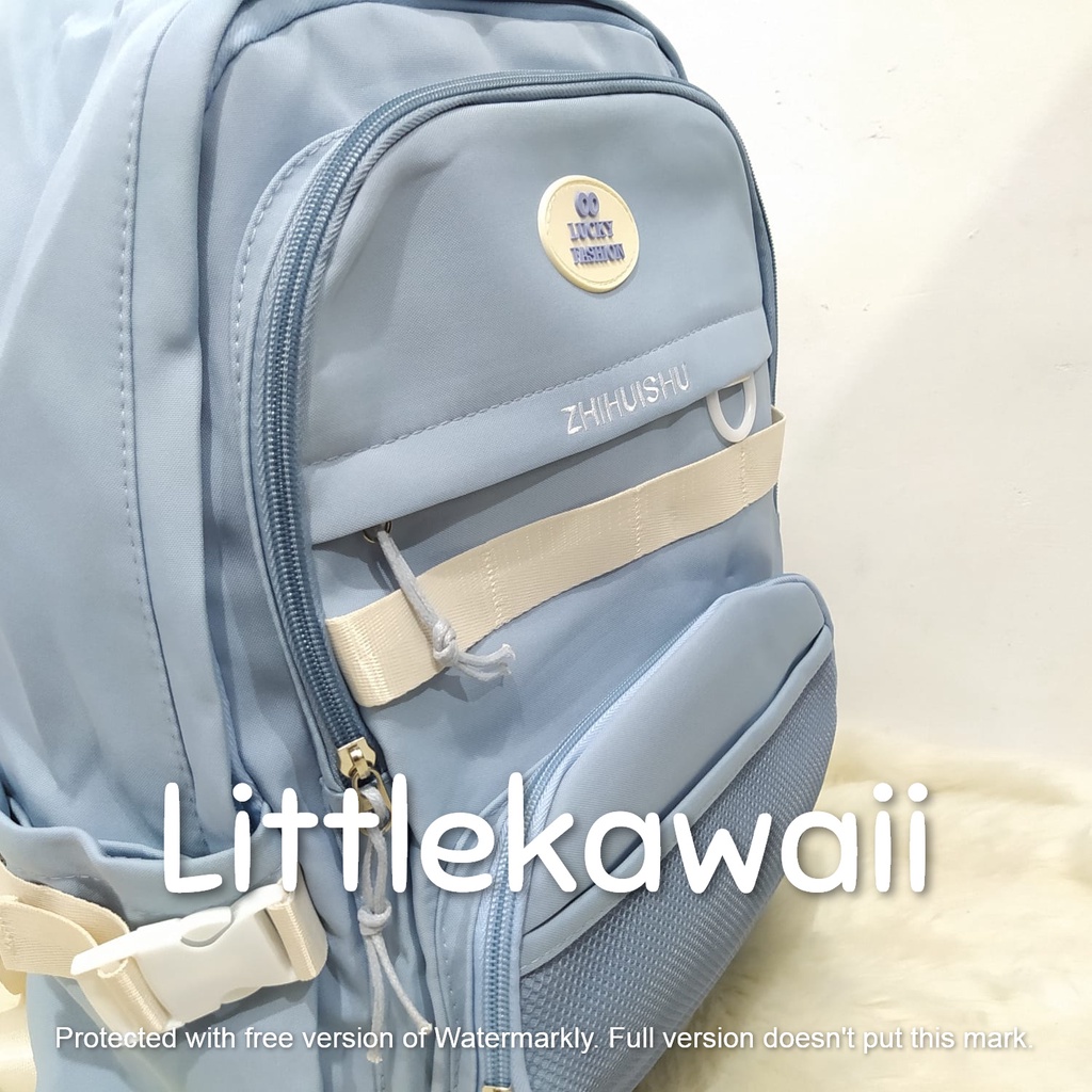 LK/Tas Ransel Laptop Backpack Fashion Anak Remaja Kantong Jaring Gesper Lucky Import